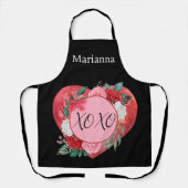 水モダン色ハートフローラパーソナライズされたエプロン エプロン (正面)