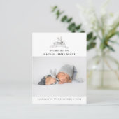 水モダン色バニー写真誕生 案内ポストカード (スタンド正面)