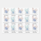 水モダン色バニー耳イースターパーソナライズされた ラッピングペーパーシート (正面)