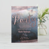 水モダン色バラ金ゴールド&ブルーバースデーパーティー 招待状 (スタンド正面)