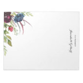 水モダン色バーガンディーブルーフローラ緑 ノートパッド (正面)