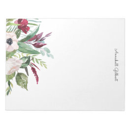 水モダン色バーガンディ赤面フローラ緑 ノートパッド