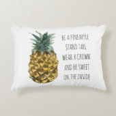 水モダン色パイナップル&前向きおもしろい引用文 アクセントクッション (正面)