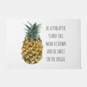 水モダン色パイナップル&前向きおもしろい引用文 ドアマット (正面)