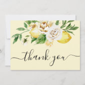 水モダン色パステルイエローレモン&リーフタ サンキューカード (正面)