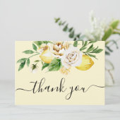 水モダン色パステルイエローレモン&リーフタ サンキューカード (スタンド正面)