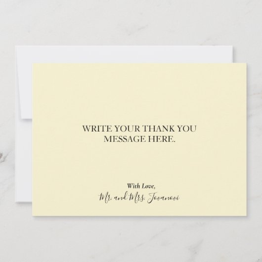 水モダン色パステルイエローレモン&リーフタ サンキューカード (裏面)