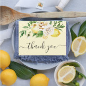 水モダン色パステルイエローレモン&リーフタ サンキューカード
