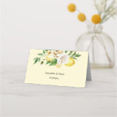 水モダン色パステルイエローレモン&リーフ プレイスカード (裏面)