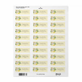 水モダン色パステルイエローレモン&リーフ ラベル (フルシート)