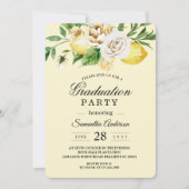 水モダン色パステルイエローレモン&リーフ 招待状 (正面)