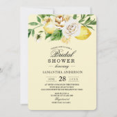 水モダン色パステルイエローレモン&リーフ 招待状 (正面)