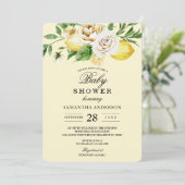 水モダン色パステルイエローレモン&リーフ 招待状 (スタンド正面)