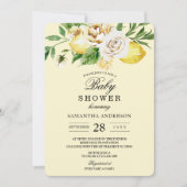 水モダン色パステルイエローレモン&リーフ 招待状 (正面)