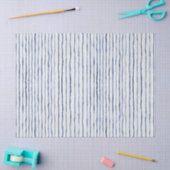 水モダン色パタストライプのーン（青と白） 薄葉紙 (クラフト)