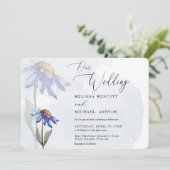 水モダン色パープルガーベラデイジー結婚ズ 招待状 (スタンド正面)