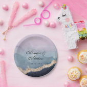 水モダン色パープルダスティブルーアゲート結婚ズ ペーパープレート (パーティー)