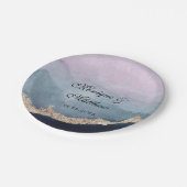 水モダン色パープルダスティブルーアゲート結婚ズ ペーパープレート (アングル)