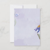 水モダン色パープルデイジー結婚/イベント 出欠カード (裏面)