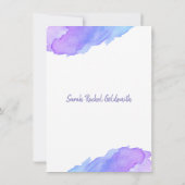 水モダン色パープルブルースターバルミツワー 招待状 (裏面)