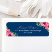 水モダン色パープルレッドピンクフローラネイビーブルー ラベル (インサイチュ)