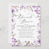 水モダン色パープル結婚のリハーサル 招待状 (正面)