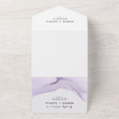 水モダン色パープル結婚ズ オールインワン招待状 (外側)