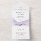 水モダン色パープル結婚ズ オールインワン招待状 (内側)