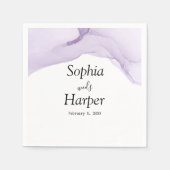 水モダン色パープル結婚ズ スタンダードカクテルナプキン (正面)