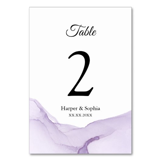 水モダン色パープル結婚ズ テーブルナンバー (正面)