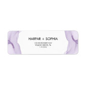 水モダン色パープル結婚ズ・リターンアドレス ラベル (正面)