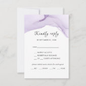 水モダン色パープル結婚ズ 出欠カード (正面)