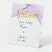 水モダン色パープル結婚ズ 台座サイン (正面)