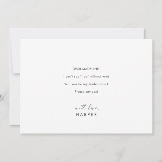 水モダン色パープル花嫁プロポーザル 招待状 (裏面)