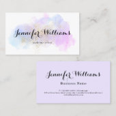 水モダン色パープル金ゴールドメイクアップアーティスト 名刺 (正面/裏面)