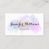 水モダン色パープル金ゴールドメイクアップアーティスト 名刺 (正面)