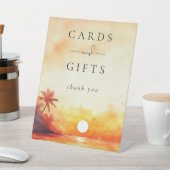 水モダン色ビーチサンセットカードとギフト 台座サイン (インサイチュ)