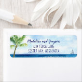 水モダン色ビーチ差出人住所 ラベル (インサイチュ)