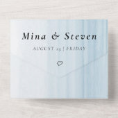 水モダン色ビーチ結婚式 オールインワン招待状 (裏面)