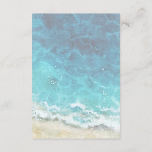 水モダン色ビーチ&シー披露宴結婚 エンクロージャーカード (裏面)
