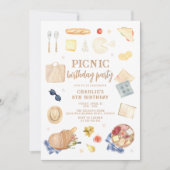 水モダン色ピクニック誕生日 招待状 (正面)