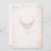 水モダン色ピンクの弓レトロ花ブライダルSh 招待状 (裏面)