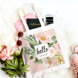 水モダン色ピンクの花&こんにちは&名前 トートバッグ<br><div class="desc">水モダン色ピンクの花&こんにちは&名前</div>