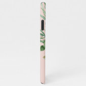 水モダン色ピンクの花&こんにちは&名前 iPhoneケース (右側)