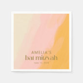 水モダン色ピンクイエローカスタムバルミツワー スタンダードカクテルナプキン (正面)