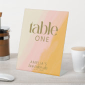 水モダン色ピンクイエローバルミツワーテーブル 台座サイン (インサイチュ)