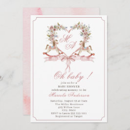 水モダン色ピンククレストロックンホースベビー庄 招待状