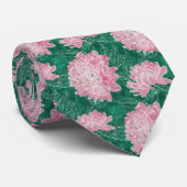 水モダン色ピンクダリアフローラ ネクタイ (ロール)