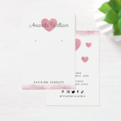 水モダン色ピンクハートイヤリング表示カード (デスク)