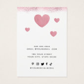 水モダン色ピンクハートイヤリング表示カード (裏面)